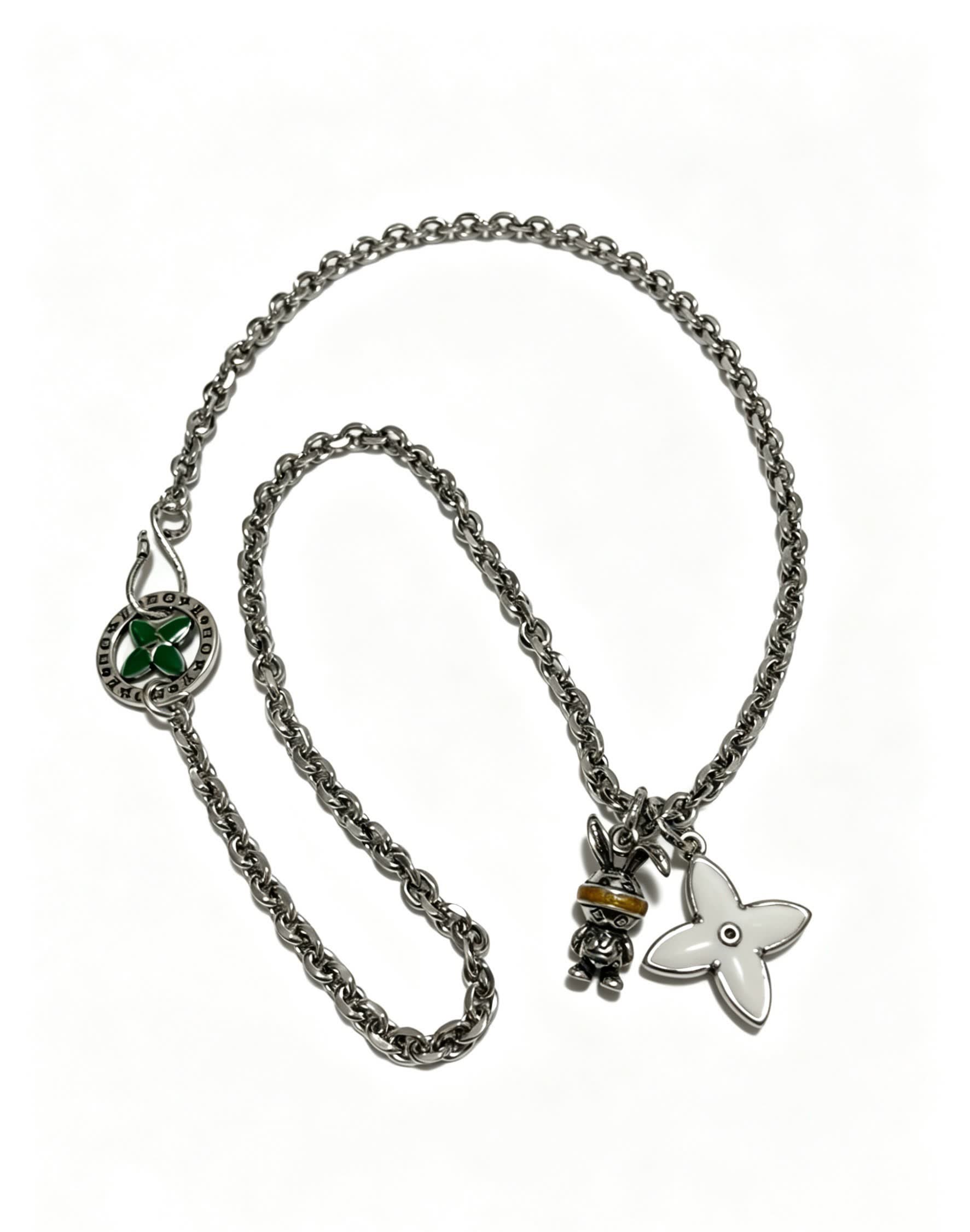Louis Vuitton Silver Chain Necklace with Charms